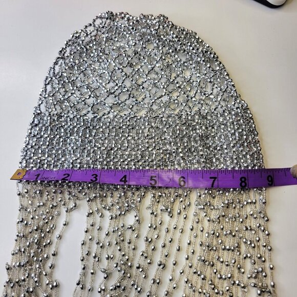 Silver Headpiece Beaded Stretchy Headcap Halloween Flapper Headwear NEW - Picture 13 of 13
